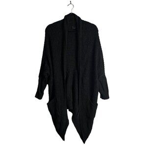 BCBGMAXAZRIA Women's Black Longline Chunky Knit Cardigan
